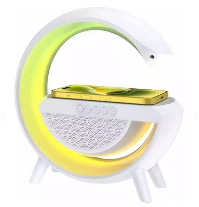 Lampara G Inteligente Cargador Reloj Altavoz Radio Luz Color